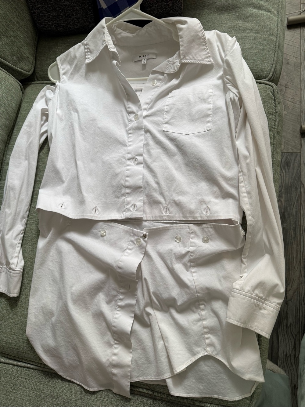 Milly White Button-Front Shirt